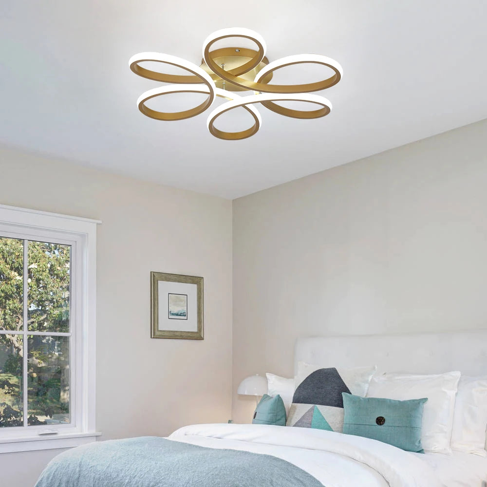 lustre moderne en aluminium acrylique led avec télécommande réglable - vue 4 sur 10