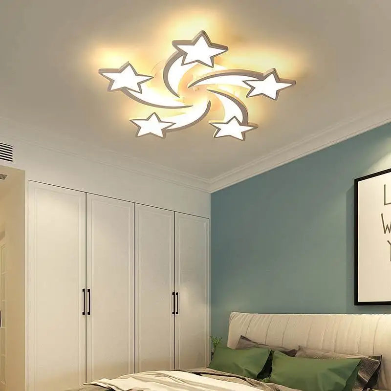Étoile Led plafonniers acrylique lustres lampe pour enfants garçon et fille chambre salon salle à manger Design intérieur lumières - vue 3 sur 9