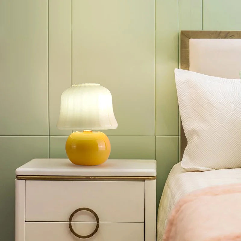 lampe de chevet en verre champignon faite à la main pour décoration chaleureuse - vue 6 sur 7