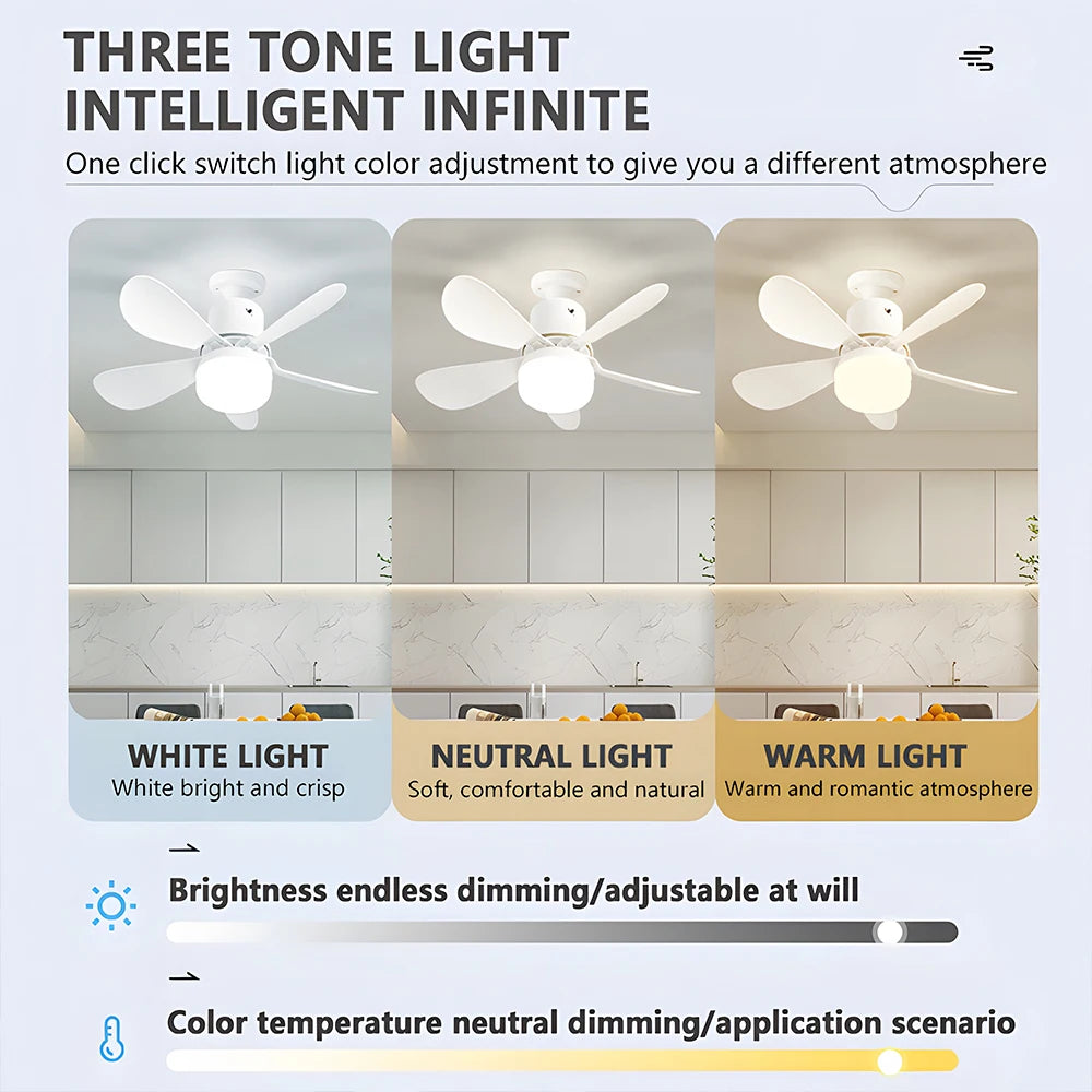 LED 30W ceiling fan light E27 with remote control for dimming, suitable for living room  study, household use Fan lamp 85-265V - vue 4 sur 10