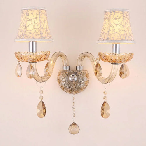Applique murale Bougie en cristal de couleur Cognac de Style européen