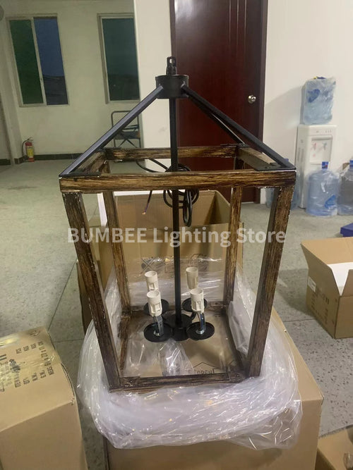 lustre américain rétro forme cage à oiseaux éclairage industriel moderne - vue 4 sur 8
