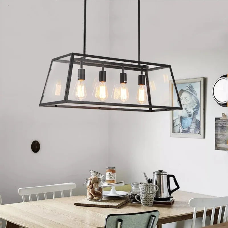 Suspension industrielle vintage en fer et acrylique pour cuisine et bar