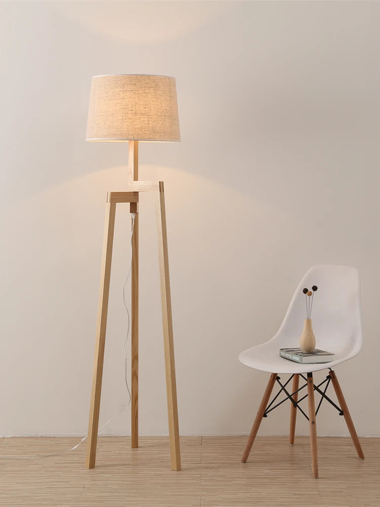 Lampes sur pied pour salon Vintage lampadaire en bois pied pour étude chambre chevet éclairage Led trépied lampe sur pied - vue 3 sur 5