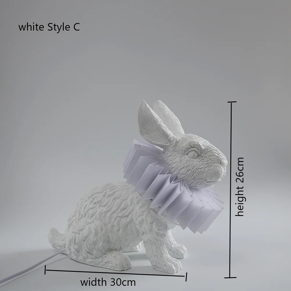lampe de table créative en résine avec écharpe de lapin décorative - vue 12 sur 15