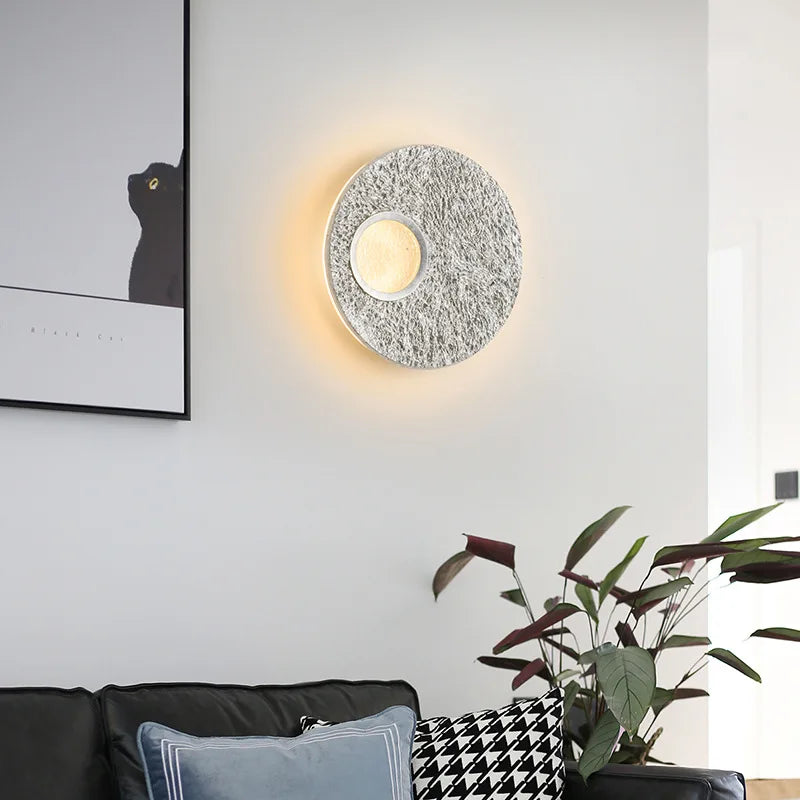 applique murale led design nordique en forme de lune en résine décorative - vue 5 sur 8