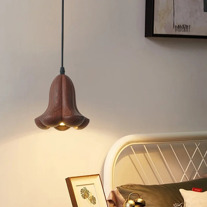 lustre en bois de noyer fait à la main décoration moderne nordique - vue 3 sur 11