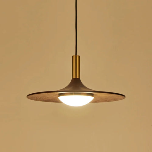 LED-Pendelleuchte Ufo-Design Massivholz Kupfer - vue 2 sur 9
