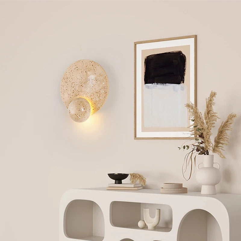 applique murale led ronde en pierre naturelle 3000k art déco - vue 4 sur 7