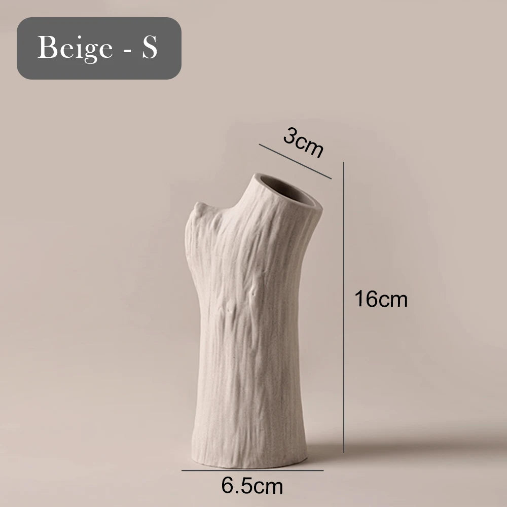 vase en forme de tronc d'arbre en céramique décorative pour fleurs - vue 8 sur 11