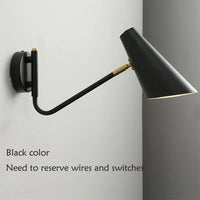 Applique murale réglable interrupteur vintage led flexible noir/or