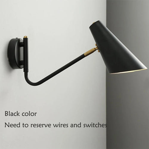 Applique murale réglable interrupteur vintage led flexible noir/or