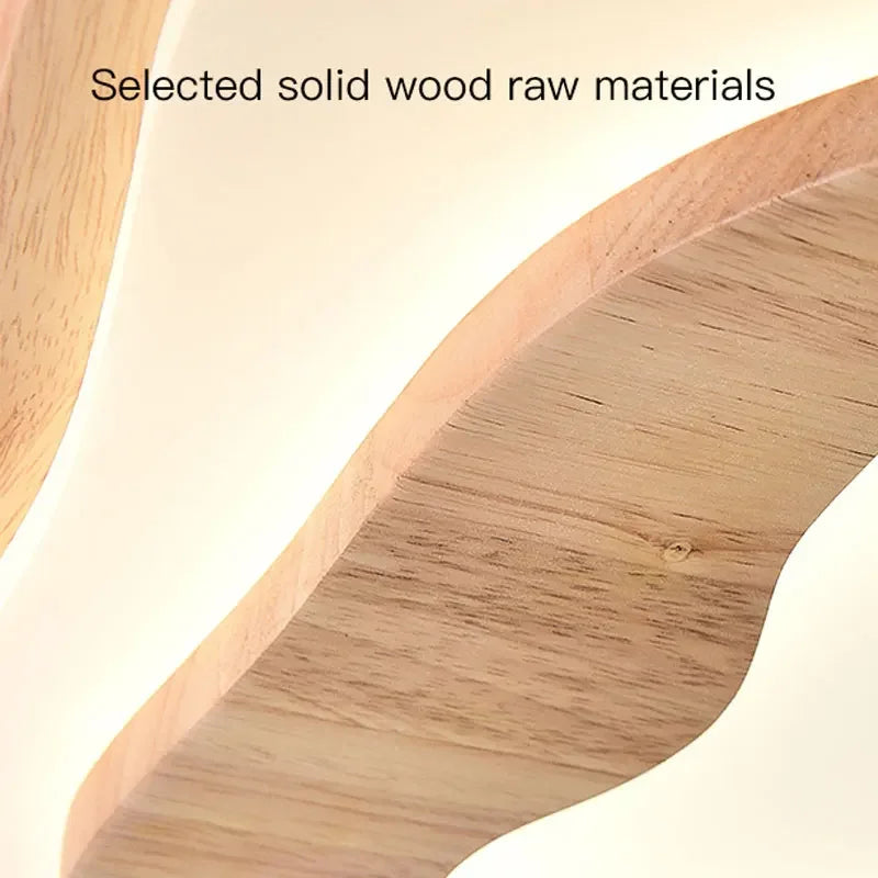 plafonnier led en bois design nordique avec télécommande - vue 5 sur 12