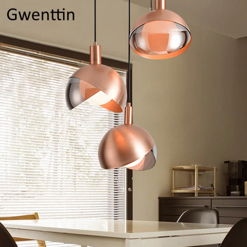 suspension moderne en or avec éclairage led décoratif - vue 5 sur 8