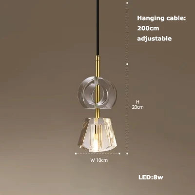 suspension en verre cristal art déco avec éclairage led - vue 8 sur 25