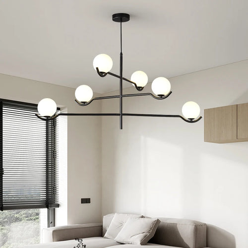 Moderner Design-Kronleuchter aus Glas mit Metallstruktur - vue 4 sur 9
