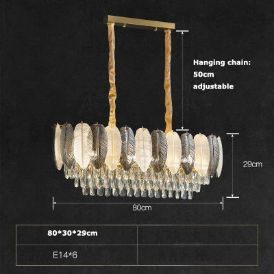 LED-Kronleuchter im Art-Déco-Stil mit weißen und grauen Federn