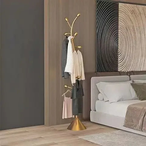Floor Clothes Rack for Bedroom - Italian Style, Space Utilization Artifact, High-End Luxury Indoor Clothes Drying Rack - vue 4 sur 9