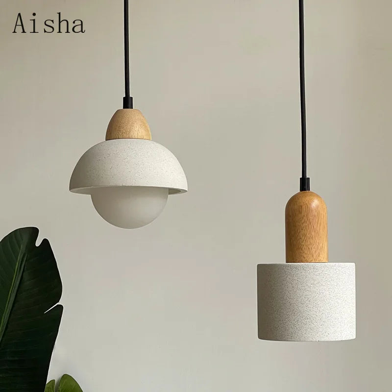 suspension japonaise en grès pour restaurant design bar bois massif - vue 2 sur 8