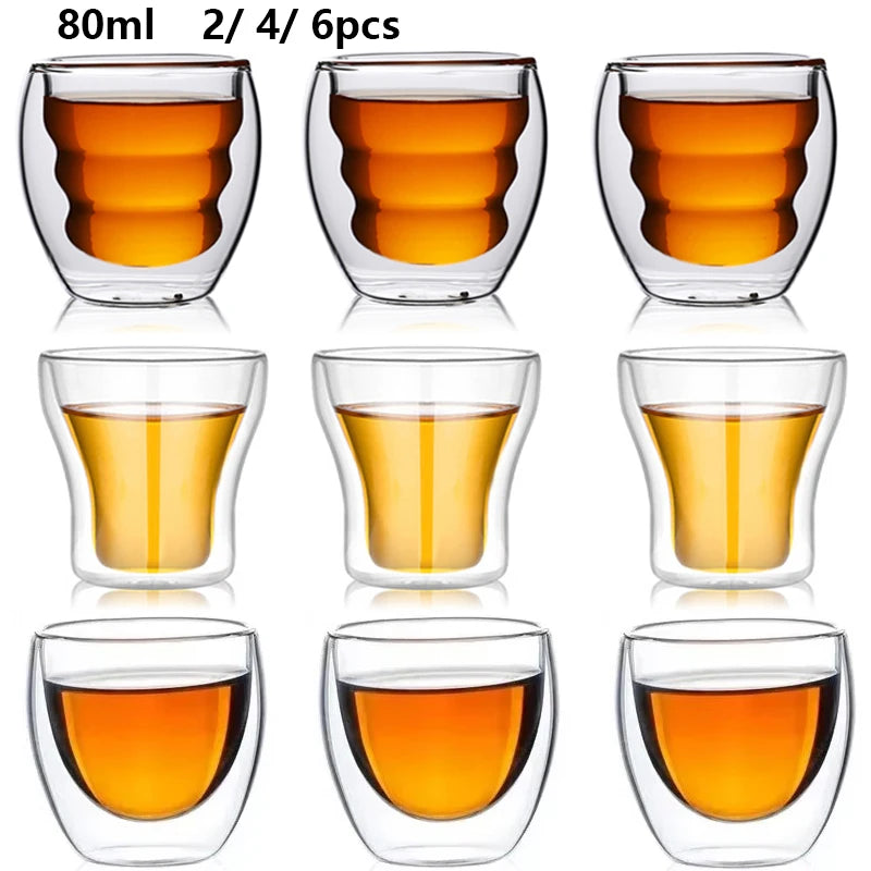 Tasses expresso double paroi verre 80ml ensemble isotherme - vue 2 sur 7