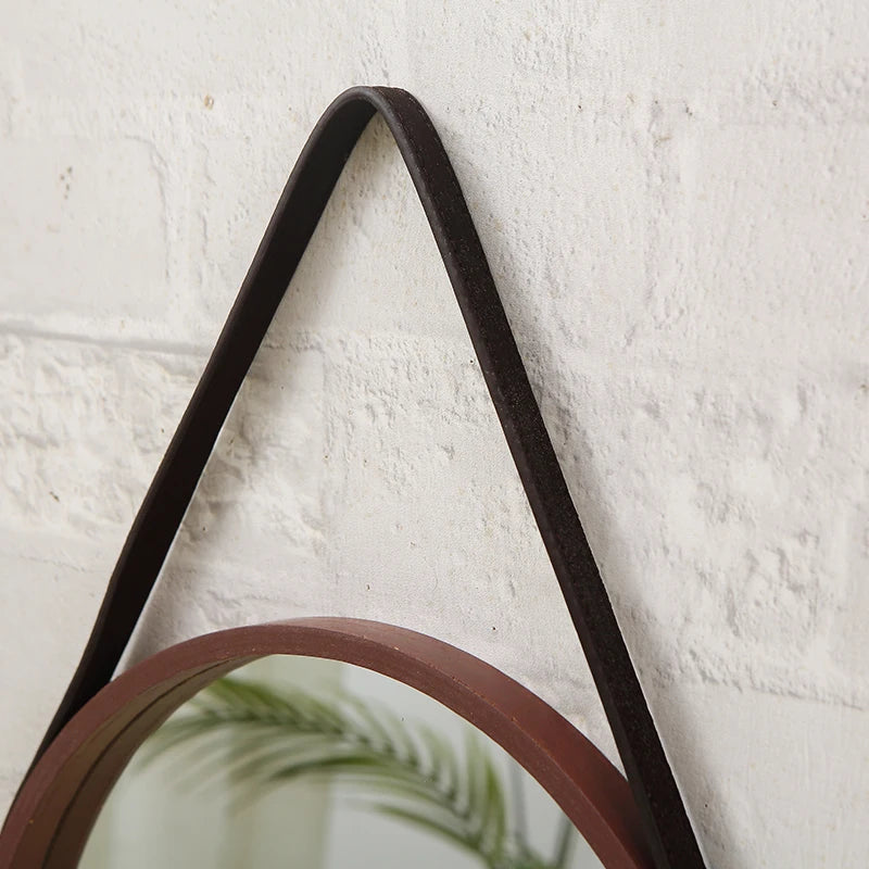 miroirs décoratifs ronds en bois rétro pour décoration intérieure - vue 5 sur 7
