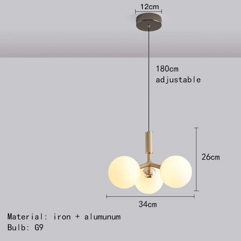 Nordischer minimalistischer Kronleuchter Magic Bean 9 aus Glas LED-Pendelleuchte