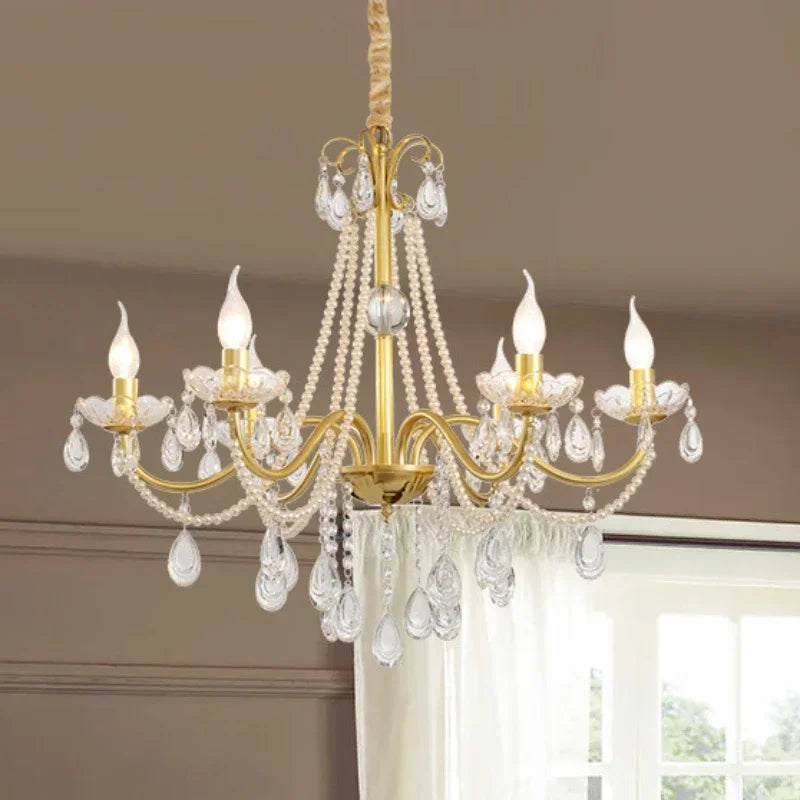 lustre en cristal luxe avec simulation de bougie led - vue 6 sur 7