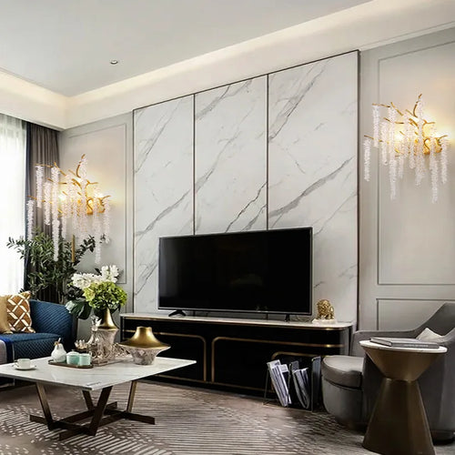 Moderne LED-Wandleuchte aus Kristall mit Blumenästen im Art-Déco-Design - vue 2 sur 10