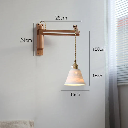 LED-Wandleuchte Retro Japanisch Teleskopisch aus Messing und Glas - vue 15 sur 15