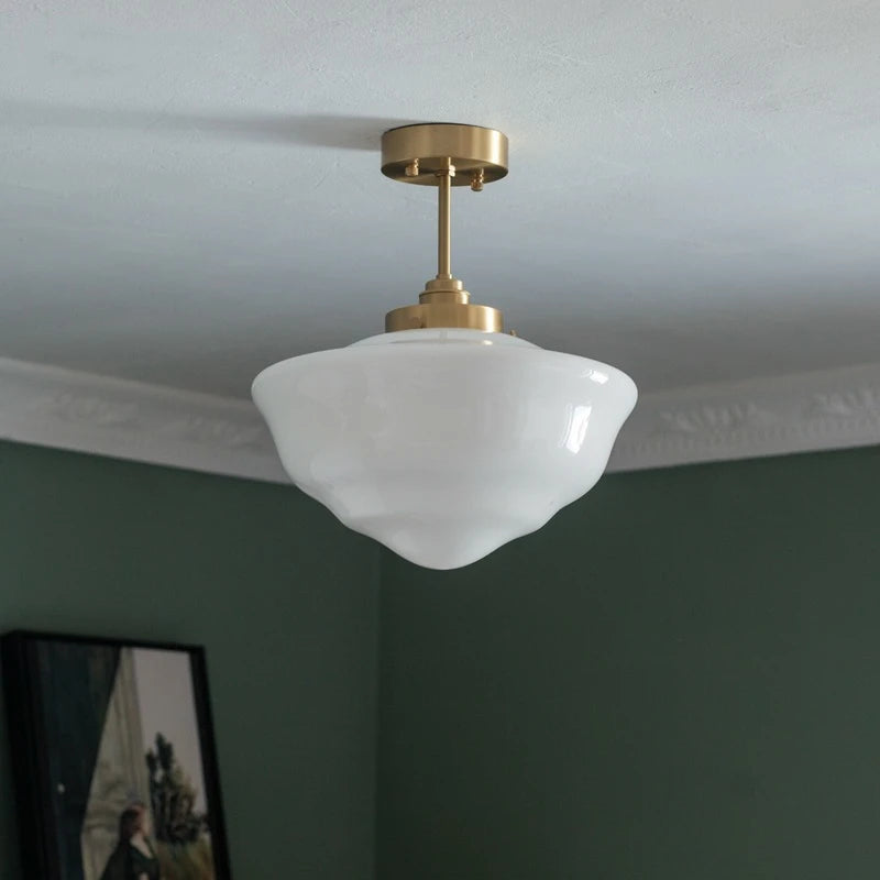 suspension led en verre avec prise en cuivre nordique moderne - vue 4 sur 28
