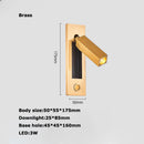 Black Brass Rectangular LED Wall Lamp Wall Sconce Wall Spotlight Reading Light with Switch and USB Port, Rotatable For Bedroom