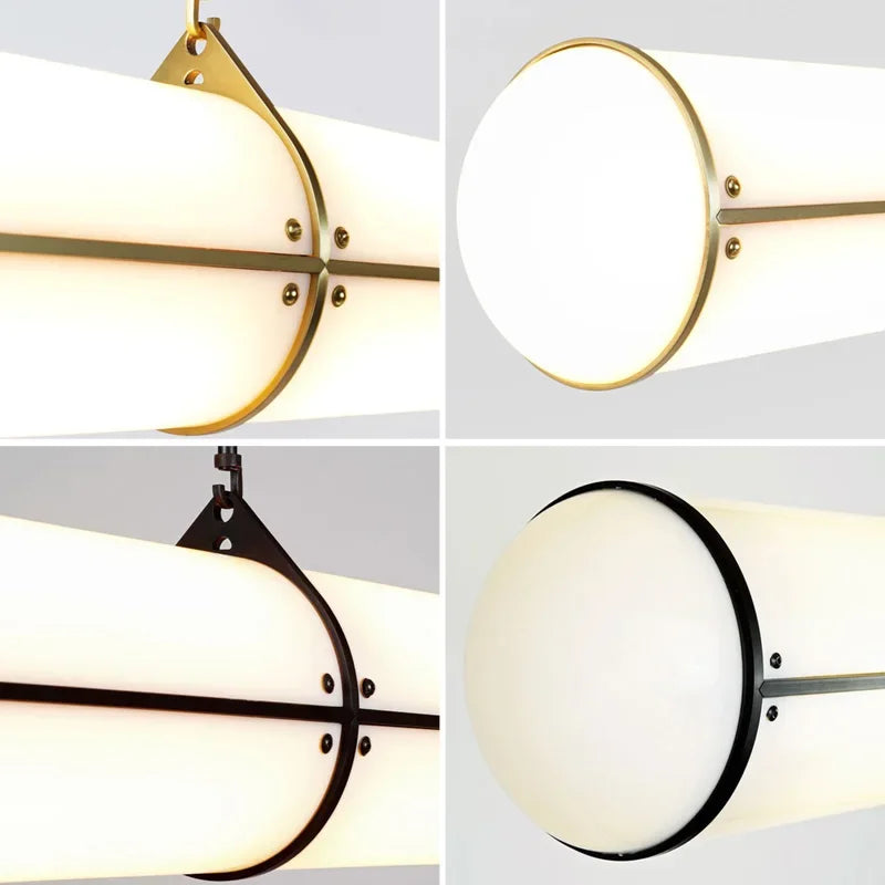 lustre rétro minimaliste design italien avec lampes suspendues acrylique - vue 7 sur 10