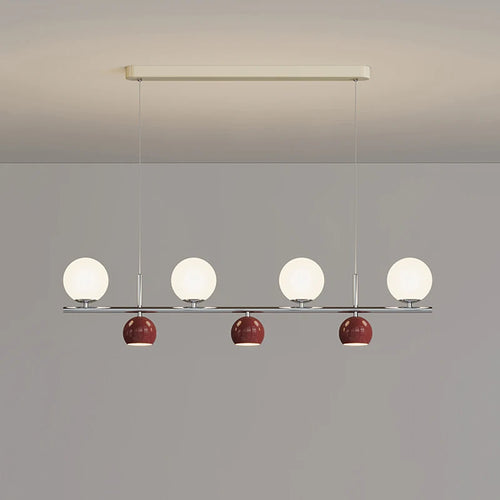lustre long led suspendu avec abat-jour boule ronde