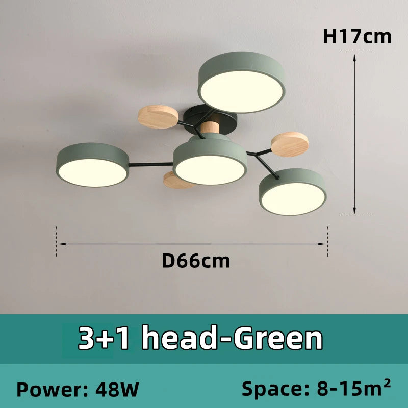 lustre led minimaliste nordique en bois pour éclairage intérieur