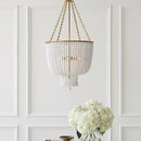 Moderne rétro rond E14 LED salon doré/chrome lustre lampe en cristal transparent perle en bois lustre