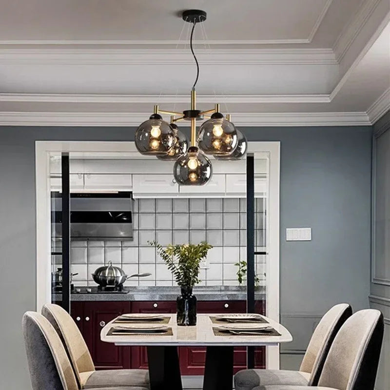 lustre nordique en cuivre verre design moderne avec haricots magiques - vue 5 sur 12