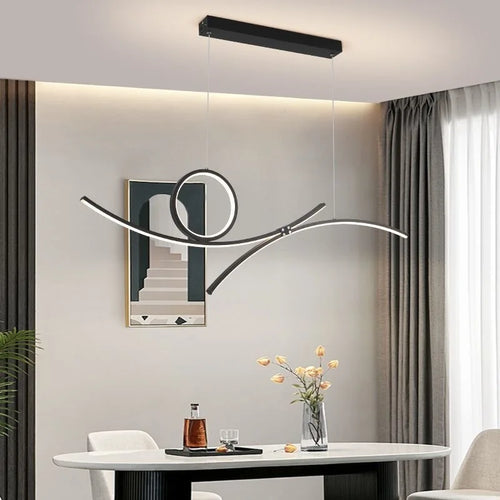 plafonnier led moderne design ondulé pour intérieur tendance 2024 - vue 4 sur 8