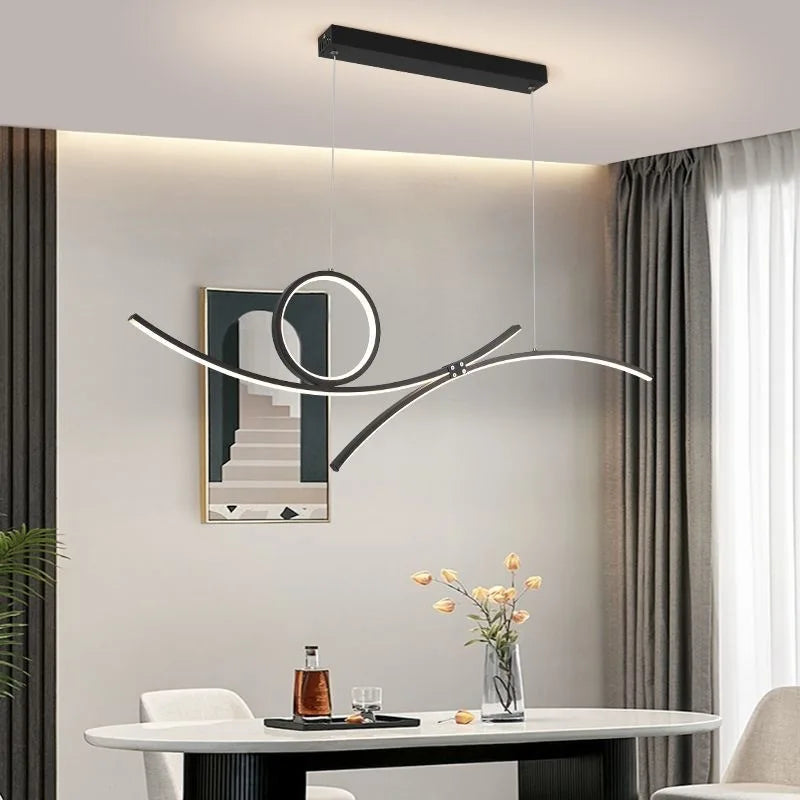 plafonnier led moderne design ondulé pour intérieur tendance 2024 - vue 3 sur 8