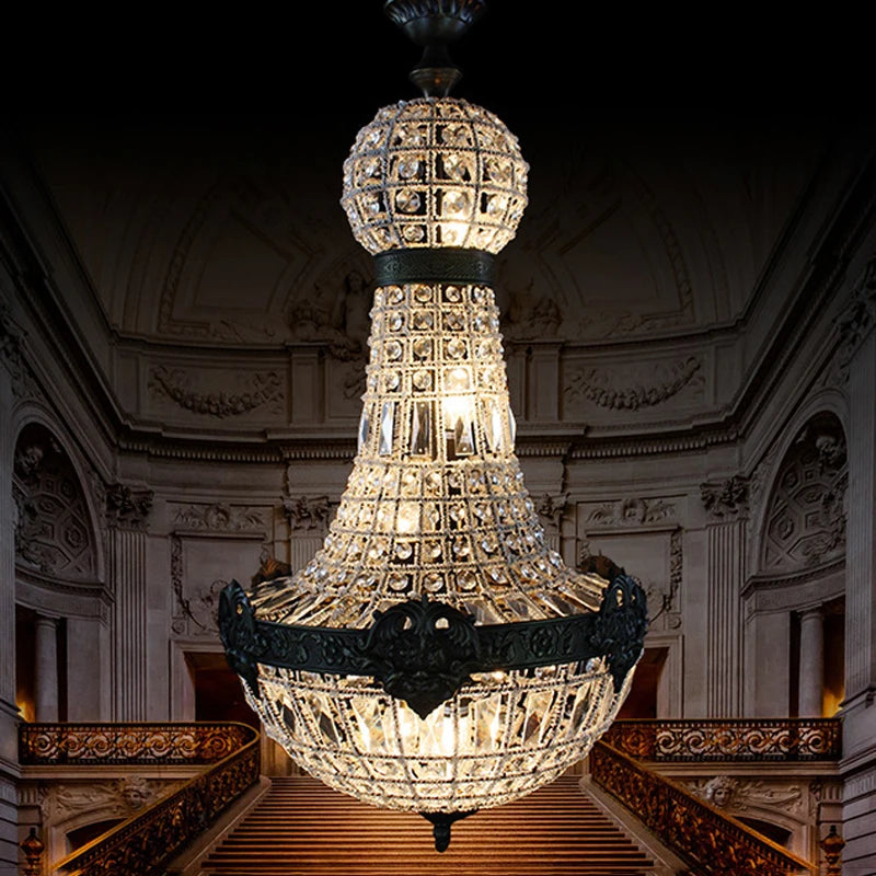 lustre en cristal européen 6 lumières pour intérieur élégant