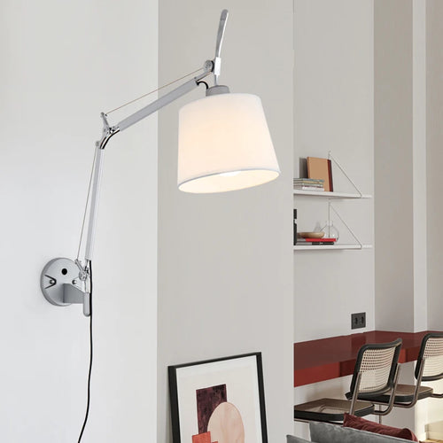 applique murale industrielle nordique pliable avec bras long pivotant
