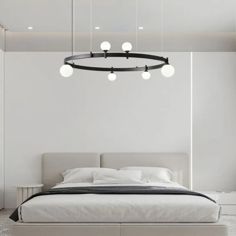 lustre moderne réglable en verre pour décoration artistique - vue 5 sur 10