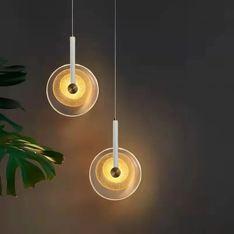 lustre nordique moderne en cuir et verre pour décoration intérieure - vue 4 sur 10