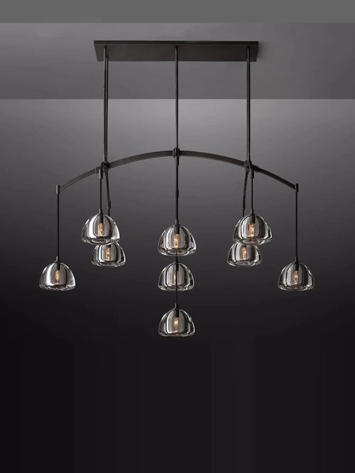 lustre rétro américain en laiton et cristal pour un éclairage élégant