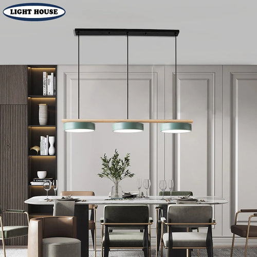 Nordischer Kronleuchter aus Massivholz mit integrierter LED - vue 2 sur 10