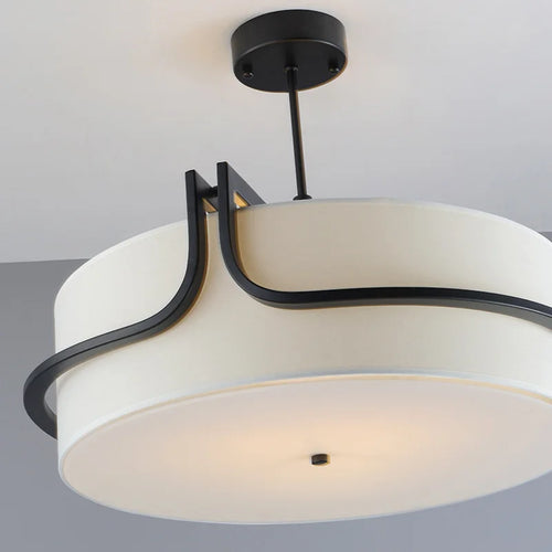 Plafonnier luxe design en cuivre et abat-jour en tissu - vue 6 sur 6