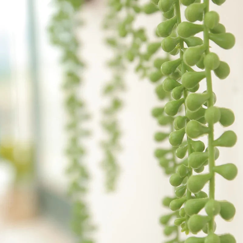 plantes succulentes artificielles décoratives en rotin pour jardin suspendu - vue 4 sur 8
