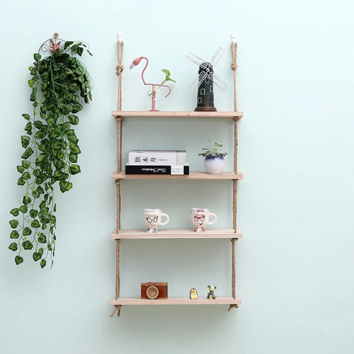 étagères murales en bois suspendues pour décoration nordique