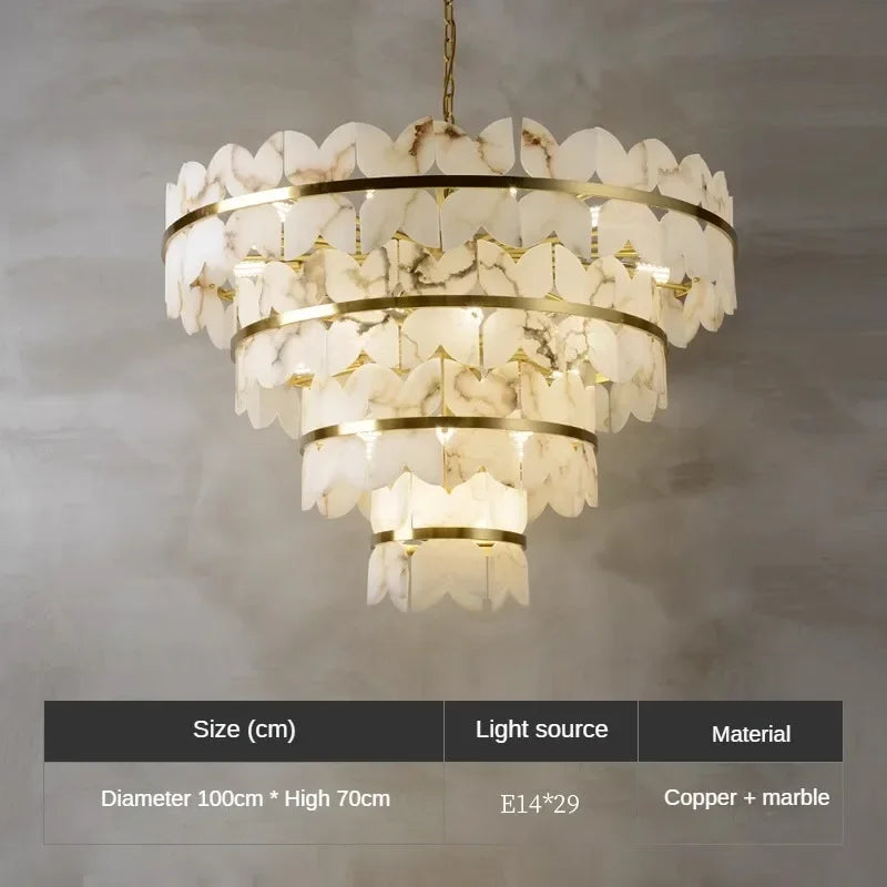 suspension en marbre naturel et cuivre design créatif minimaliste - vue 8 sur 9