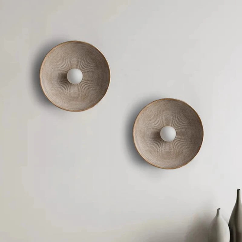 Applique murale LED rétro ronde en résine de verre - vue 6 sur 8
