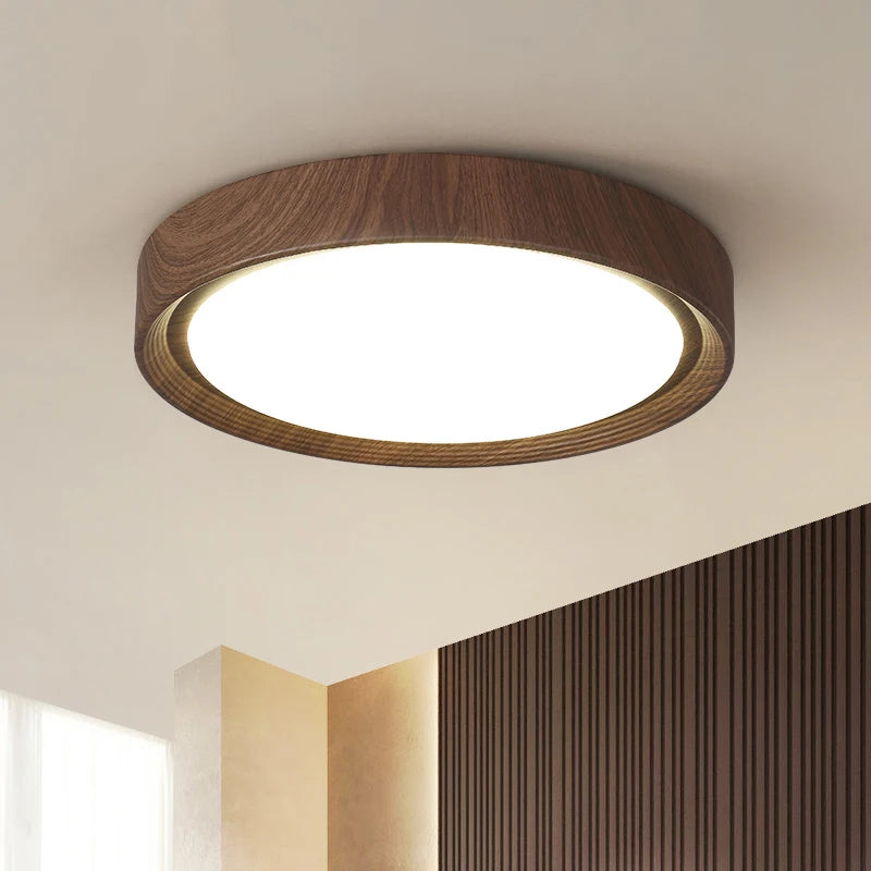 Plafonnier led en bois rond pour décoration intérieure - vue 7 sur 12